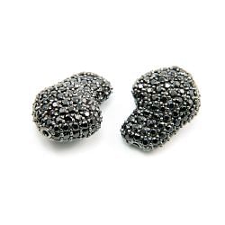 925 Sterling Silver Pave Diamond Bead with Black Spinel Stone, Baroque Shape-22.00x16.00mm, Black Rhodium Plating. Sold By 1 Pcs, F-1986