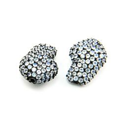 925 Sterling Silver Pave Diamond Bead with Labradorite Stone, Baroque Shape-22.00x16.00mm, Black Rhodium Plating. Sold By 1 Pcs, F-1989