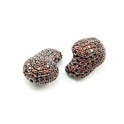 925 Sterling Silver Pave Diamond Bead with Garnet Stone, Baroque Shape-22.00x16.00mm, Black Rhodium Plating. Sold By 1 Pcs, F-1990