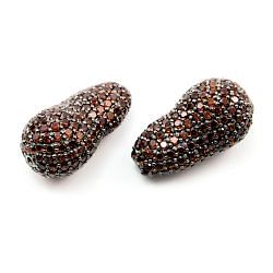 925 Sterling Silver Pave Diamond Bead with Garnet Stone, Baroque Shape-27.00x15.00x13.50mm, Black Rhodium Plating. Sold By 1 Pcs, F-2039