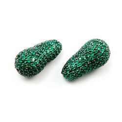 925 Sterling Silver Pave Diamond Bead with Green Onyx Stone, Baroque Shape-27.00x15.00mm, Black Rhodium Plating. Sold By 1 Pcs, F-2045