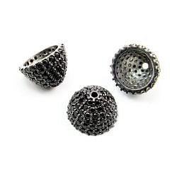 925 Sterling Silver Pave Diamond Bead with Black Spinel Stone, Cap Shape-12.00x16.50mm, Black Rhodium Plating. Sold By 1 Pcs, F-2061
