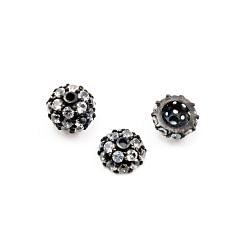 925 Sterling Silver Pave Diamond Bead with White Topaz Stone, Cap Shape-8.00x3.50mm, Black Rhodium Plating. Sold By 1 Pcs, F-2064