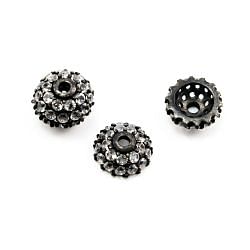 925 Sterling Silver Pave Diamond Bead with White Topaz Stone, Cap Shape-10.00mm, Black Rhodium Plating. Sold By 1 Pcs, F-2065