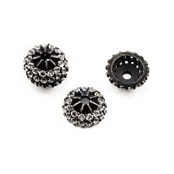 925 Sterling Silver Pave Diamond Bead with White Topaz Stone, Cap Shape-12.00mm, Black Rhodium Plating. Sold By 1 Pcs, F-2066