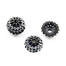 925 Sterling Silver Pave Diamond Bead with Labradorite Stone, Cap Shape-12.00mm, Black Rhodium Plating. Sold By 1 Pcs, F-2069