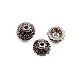 925 Sterling Silver Pave Diamond Bead with Garnet Stone, Cap Shape-10.00mm, Black Rhodium Plating. Sold By 1 Pcs, F-2071