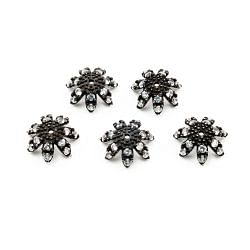 925 Sterling Silver Pave Diamond Bead with White Topaz Stone, Flower Shape-13.00mm, Black Rhodium Plating. Sold By 1 Pcs, F-2078