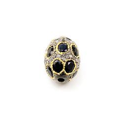 925 Sterling Silver Pave Diamond Bead with Sapphire Stone, Oval Shape-20.00x13.00mm, Gold And Black Rhodium Plating. Sold By 1 Pcs, F-2110