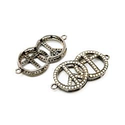 925 Sterling Silver Pave Diamond Connector, Fancy Shape-31.50x15.50mm, Black Rhodium Plating. Sold By 1 Pcs, F-2161
