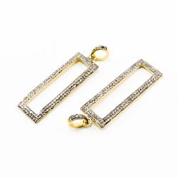 925 Sterling Silver Pave Diamond Pendant, Rectangle Shape-39.00x12.50mm, Gold And Black Rhodium Plating. Sold By 1 Pcs, F-2167