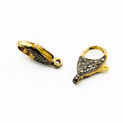 925 Sterling Silver Pave Diamond Finding&Claps, Lock Shape-18.00x9.00x4.00mm, Gold And Black Rhodium Plating. Sold By 1 Pcs, F-2196