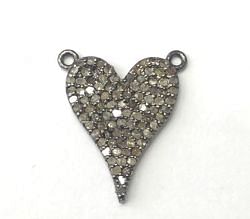 925 Sterling Silver Pave Diamond Pendant, Heart Shape-19.00x14.00mm, Black Rhodium Plating. Sold By 1 Pcs, F-2336