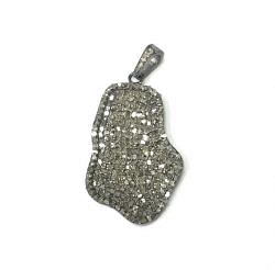925 Sterling Silver Pave Diamond Pendant, Fancy Shape-33.00x20.00mm, Black Rhodium Plating. Sold By 1 Pcs, F-2346