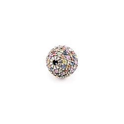 925 Sterling Silver Pave Diamond Bead With Multi Sapphire Stone In Round Shape.