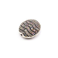 925 Sterling Silver Natural Multi Sapphire Stone Stone In  Rectangle Shape Pave Diamond Bead.