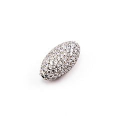 925 Sterling Silver Natural Cubic Zirconia Stone In Marquise Shape Pave Diamond Bead.