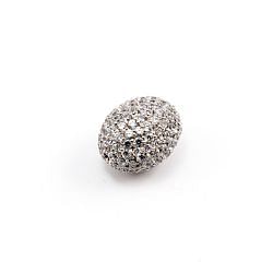 925 Sterling Silver Pave Diamond Bead - Oval Shape and Cubic Zirconia Stone.