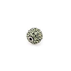 925 Sterling Silver Pave Diamond Bead With Round Ball Shape Natural Green Onyx  Stone.