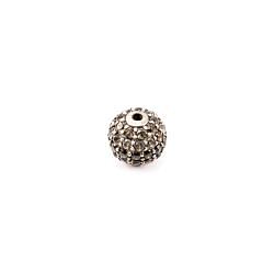 925 Sterling Silver Round Ball Shape Smoky Quartz Pave Diamond Bead.