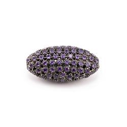 925 Sterling Silver Natural Amethyst Stone In   Marquise Shape Pave Diamond Bead.