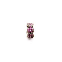 925 Sterling Silver Pave Diamond Bead With Fancy Wheel Shape Natural Ruby  Stone.