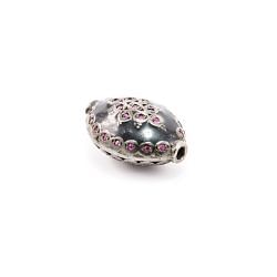925 Sterling Silver (Marquise Shape) Ruby Stone Pave Diamond Bead.