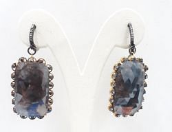 Fancy 925 Sterling Silver Diamond Earring For Women In  Sapphire Stone - J-1397