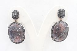 Solid 925 Sterling Silver Diamond Earring For Women In Sapphire Stone - J-1408