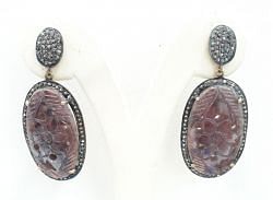 Female 925 Sterling Silver Diamond Earring In Black Rhodium Plating - J-1428