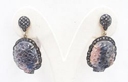 925 Sterling Silver Diamond Earring For Women In Multi Sapphire Stone -  J-1435