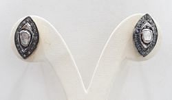 925 Sterling Silver Diamond Earring With Gold, Black Rhodium Plating - J-1678 