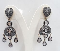 925 Sterling Silver Diamond Earring With Rose Cut Diamond - J-1740