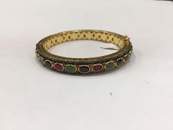 925 Sterling Silver Bangle With Natural Diamond And Ruby, Emerald, Sapphire Stone,J-1976 A 