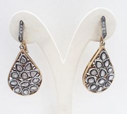  925 Sterling Silver Diamond Earring - Polki Diamonds    - J-2042