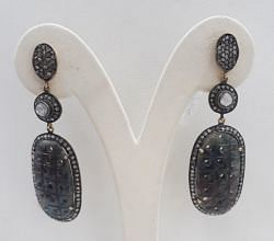  925 Sterling Silver Diamond Earring With Natural Multi sapphire Stone    - J-2050