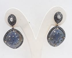  925 Sterling Silver Diamond Earring   - J-2058