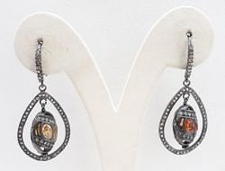  925 Sterling Silver Diamond Earring With Natural Multi sapphire - J-2061