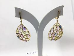  925 Sterling Silver Diamond Earring With Gold Plating -   J-2129