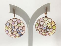  925 Sterling Silver Diamond Earring In Rose Gold Plating With Sapphire Stone - J-2133