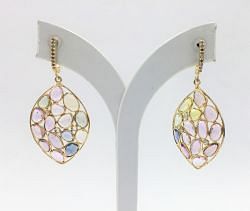  925 Sterling Silver Diamond Earring With Gold Plating -  J-2150