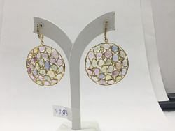  925 Sterling Silver Diamond Earring With Gold Plated - J-2153