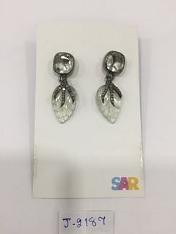  925 Sterling Silver Diamond Earring With Black Rhodium Plating  - J-2187