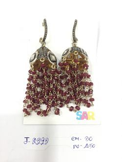  925 Sterling Silver Diamond Earring Victorian Jewelry   - J-2222