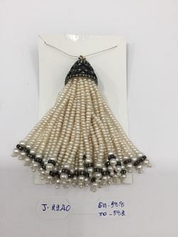  925 Sterling Silver Diamond Pendant With Rose Cut Diamond, Pearl - J-2240