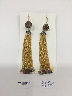  925 Sterling Silver Diamond Earring - Rose Cut Diamond, And Ruby, Multi Sapphire   - J-2252