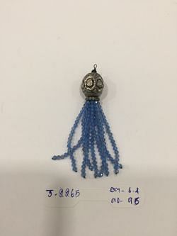 925 Sterling Silver Diamond Pendant - Polki Diamond, Blue Apatite - J-2265