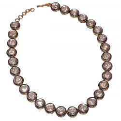  925 Sterling Silver Diamond Necklace With Polki Diamond -  J-2507 