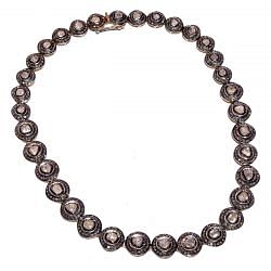  925 Sterling Silver Diamond Necklace With Gold/Black Rhodium Plating,  J-2510