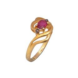 925 Sterling Silver Diamond Ring With Rose Cut Diamond And Ruby, J-622 